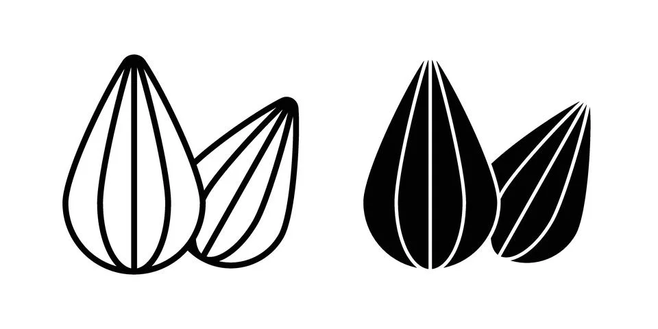 Almond icon set. Vector EPS 10 Illustrazione stock