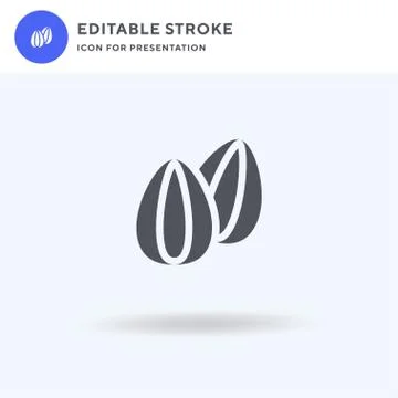 Almond icon vector, filled flat sign, solid pictogram isolated on white, logo Stock Illustration