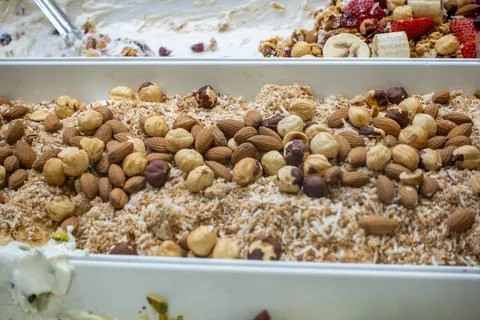 Almond kernels, other assorted nuts Stock Photos