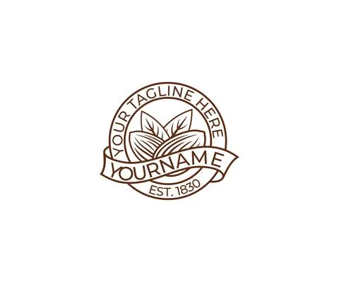 Almond logo design Stock Illustration