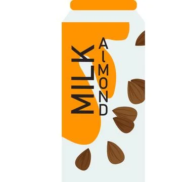 Almond milk pack vector icon isolated on white Illustration