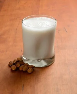 Almond Milk on Table Stock Photos