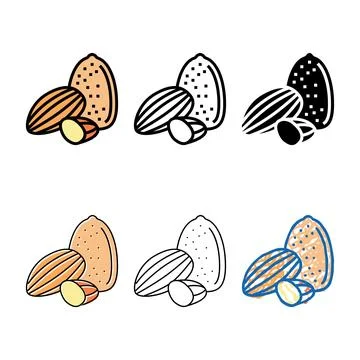 Almond nut color icon vector minimal Stock Illustration