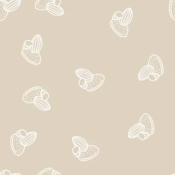 Almond nut line seamless pattern Stock Illustration