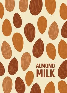 Almond nut vector background seeds of the tree Stock Illustration