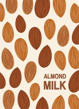 Almond nut vector background seeds of the tree Stock Illustration