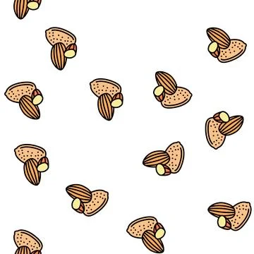 Almond nut vector seamless pattern Stock Illustration