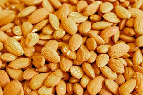 Almond nuts background. Stock Photos