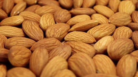 Almond nuts from blur to focus Stock Footage 123794986