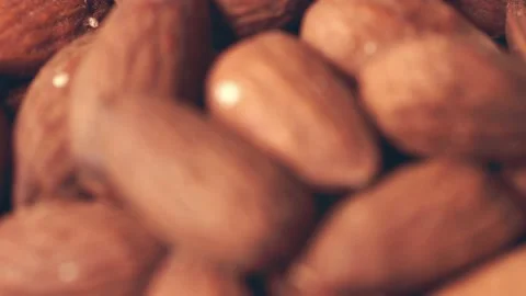 Almond Nuts close up macro shot with selective focus. Healthy organic nutrition Stock Footage 168296181