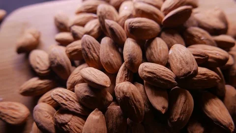 Almond nuts. Closeup 4K Stock Footage 73571224