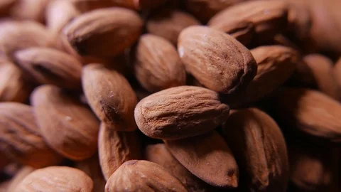 Almond nuts. Closeup 4K Stock Footage 73571280