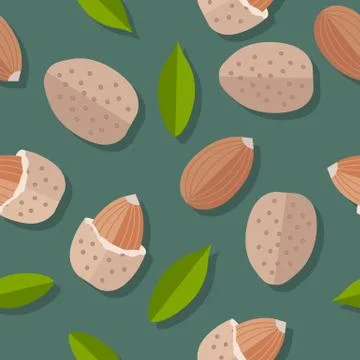 Almond Nuts Seamless Pattern Stock Illustration
