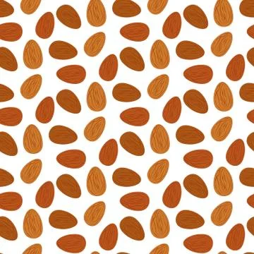 Almond nuts seamless pattern Stock Illustration