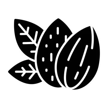 Almond Nuts with Shell and Without Shell Silhouette Icon Illustrazione stock
