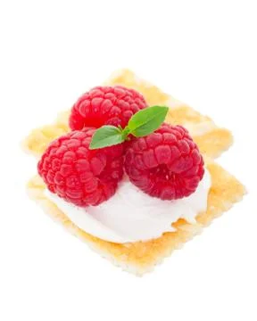 Almond raspberry canape Stock Photos