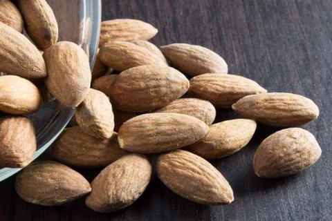 Almond on table 스톡 사진