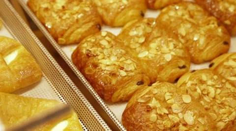 Almond Topped Pastries Stock Footage 42710882