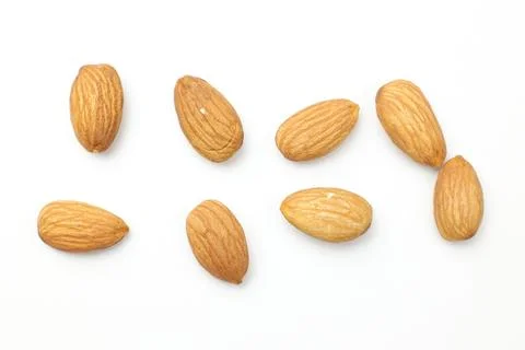 Almond on white Stock-Fotos