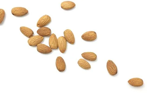 Almond on white Stock-Fotos
