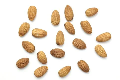 Almond on white 스톡 사진
