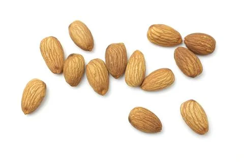 Almond on white Stock-Fotos