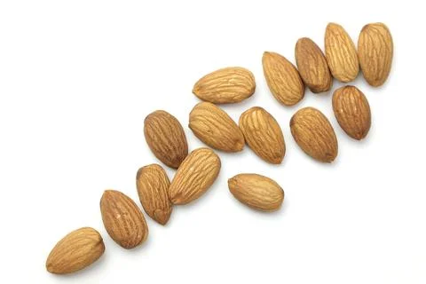 Almond on white 库存照片