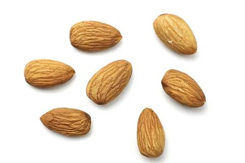 Almond on white 스톡 사진