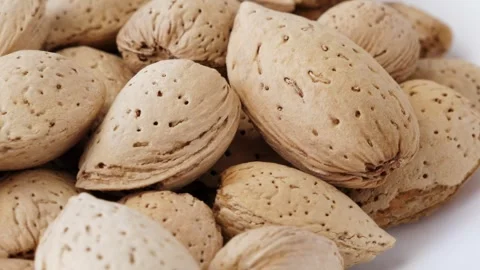 Almonds abstract background. Rotating Stock Footage 304291102