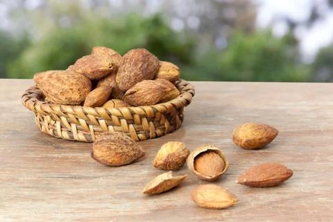 Almonds are roasted Stock Photos