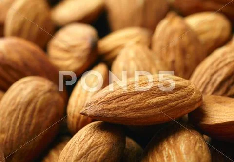 Almonds background Stock Photos