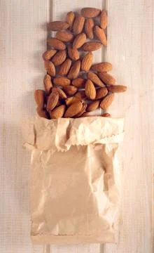 Almonds in the bag Stock Photos