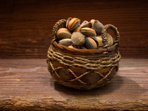Almonds basket Stock Photos