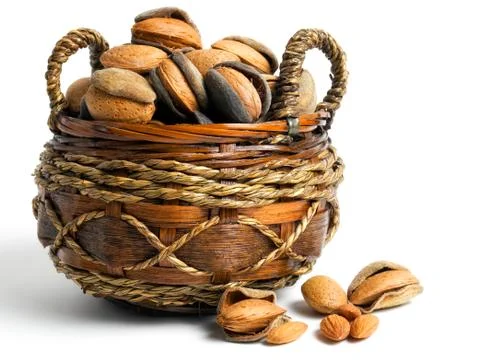 Almonds basket Stock Photos