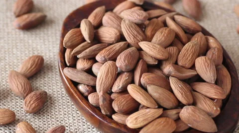 Almonds in bowl Stock Footage 61323864