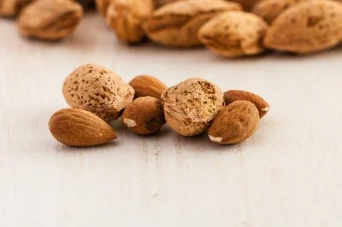 Almonds close up 2 Stock Photos