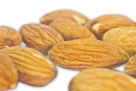 Almonds close up background(this image contain clipping path) Stock Photos