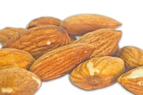 Almonds close up background(this image contain clipping path) Stock Photos