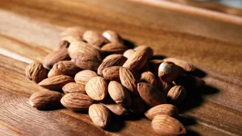 Almonds on cutting board Stock Footage 171600256