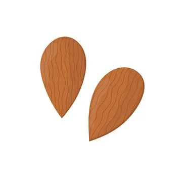 Almonds element isolated on white. Nuts in cartoon style print Stock Illustration