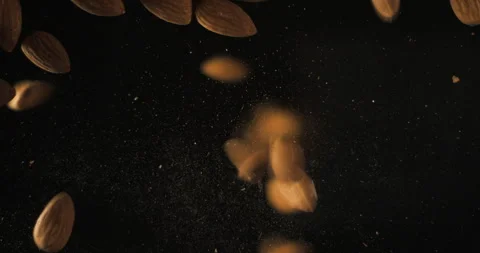 Almonds falling from below, slowmotion low angle 4K pro res Stock-Footage 275897359