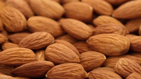Almonds. heap nut almond rotating top view Stock-Footage 135859232