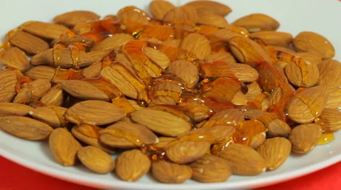 Almonds With Honey Drip (HD) Stock Footage