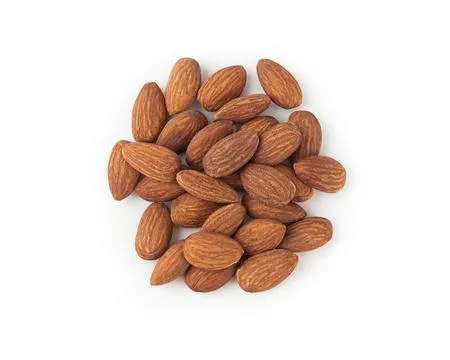 Almonds isolated on white background with clipping path Stock Photos