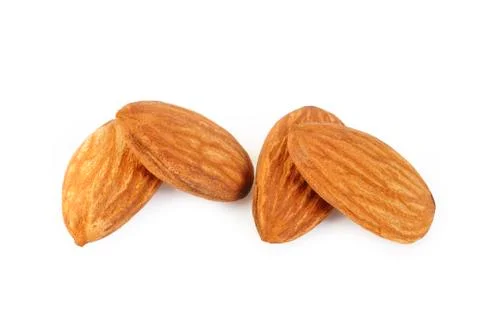 Almonds isolated on the white background Stock Photos
