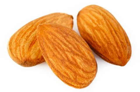 Almonds isolated on white background 스톡 사진