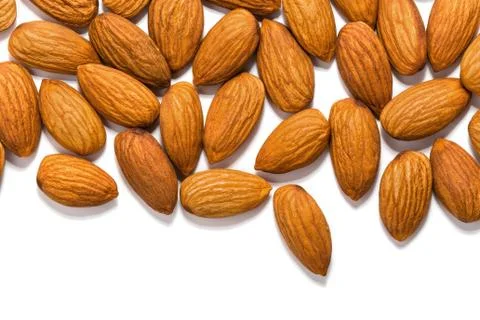 Almonds isolated on white background Stockfoto's