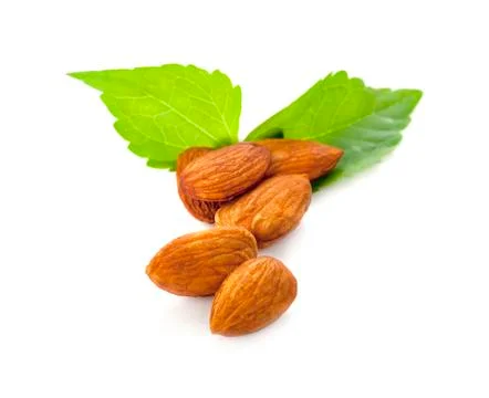 Almonds isolated on white background Stock Photos