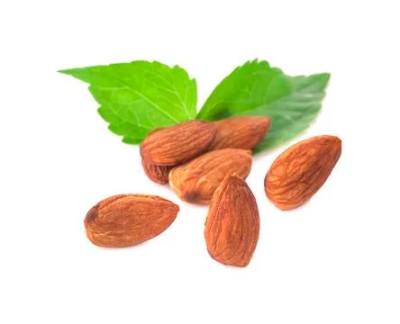 Almonds isolated on white background Stock Photos