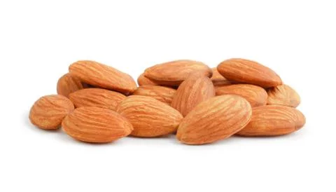 Almonds isolated on white background Stockfoto's